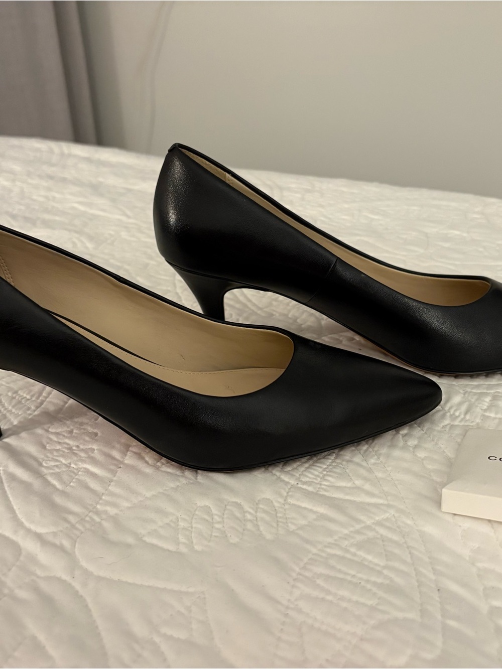 Cole Haan Black Pointed-Toe Leather Pumps
